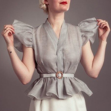 Women's Elegant Striped Ruffle Design Shirt