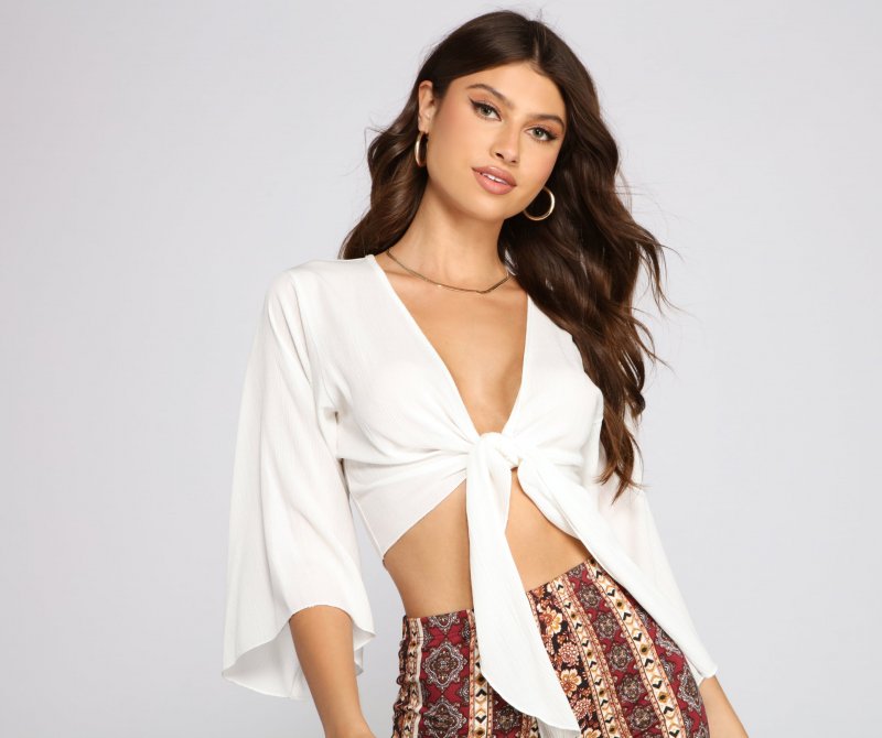 TableClothsUs Boho Daze Tie Front Top