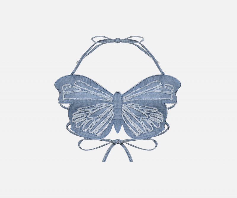 The Supermade Hot Girl Sexy Butterfly Denim Undershirt