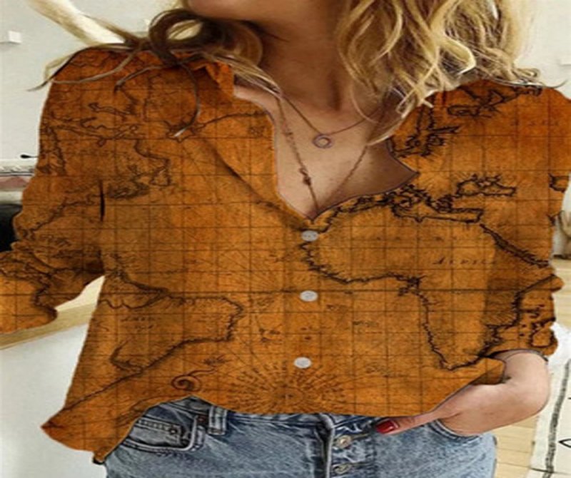 Women's Map Print Casual Shirt