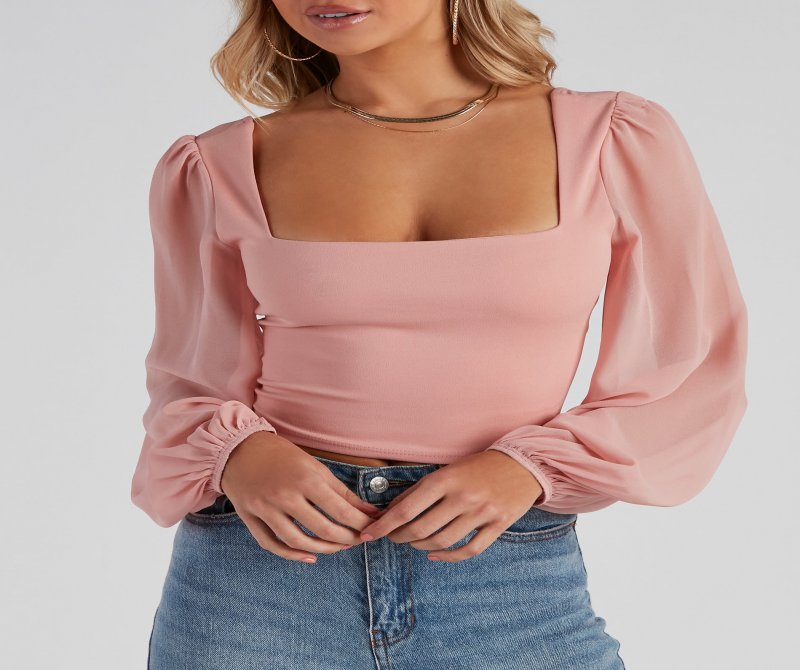 TableClothsUs Classy Chic Chiffon Crop Top