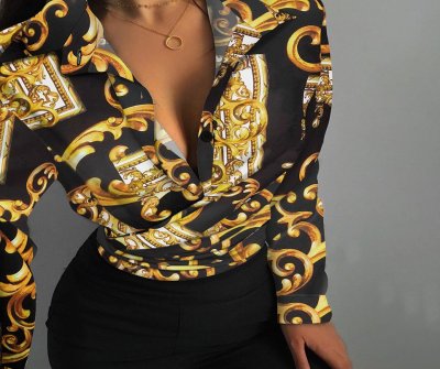 Fashion Retro Print Blouse
