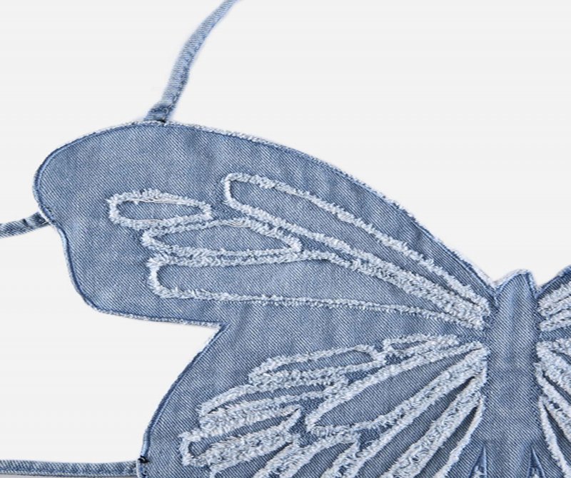 The Supermade Hot Girl Sexy Butterfly Denim Undershirt