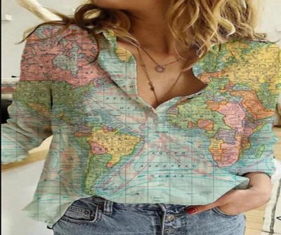 Women's Map Print Casual Shirt