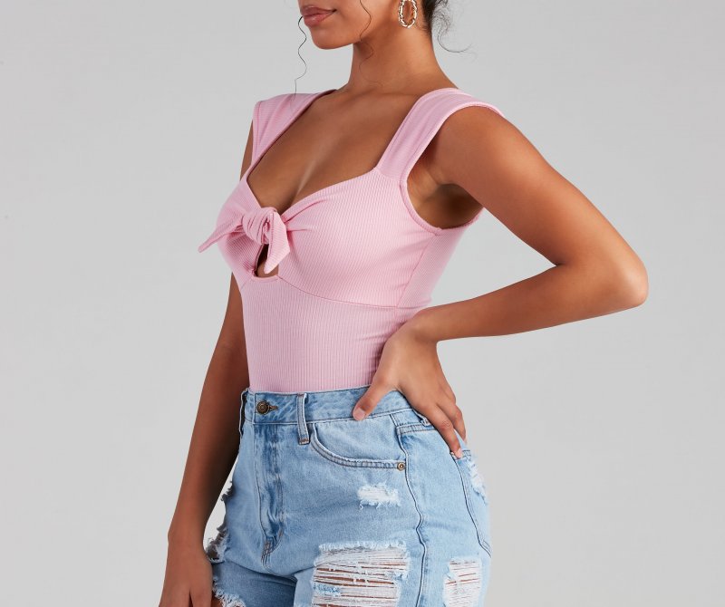 TableClothsUs Sweet Vibes Tie-Front Bodysuit