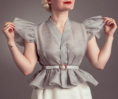 Women's Elegant Striped Ruffle Design Shirt