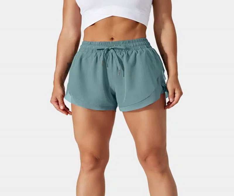 Drawstring Contrasting Color Flowy Mesh 2-in-1 Shorts