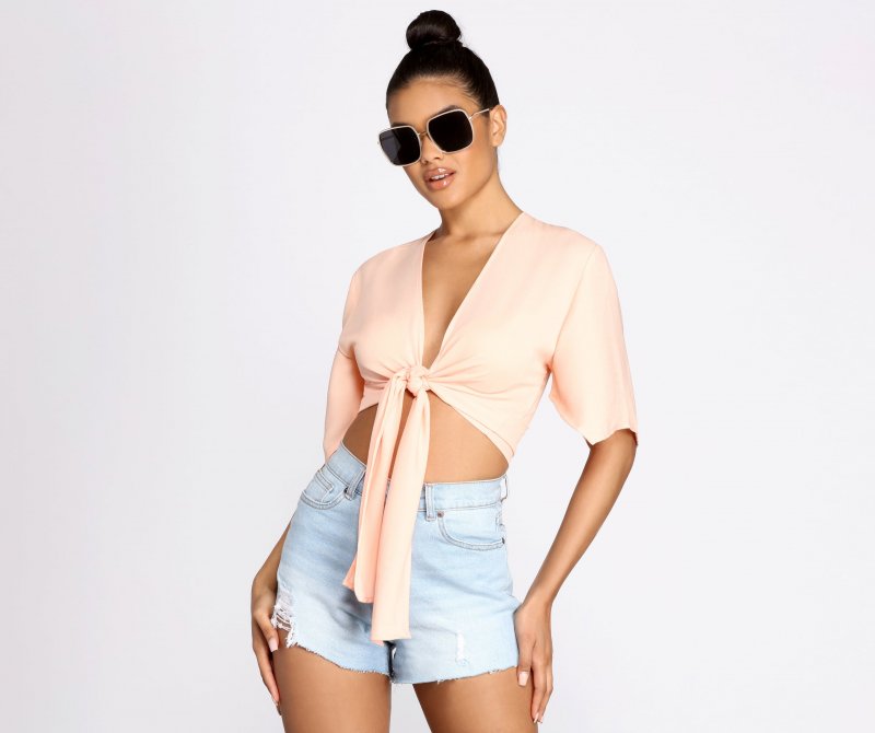 TableClothsUs Go With The Flow Tie Front Top