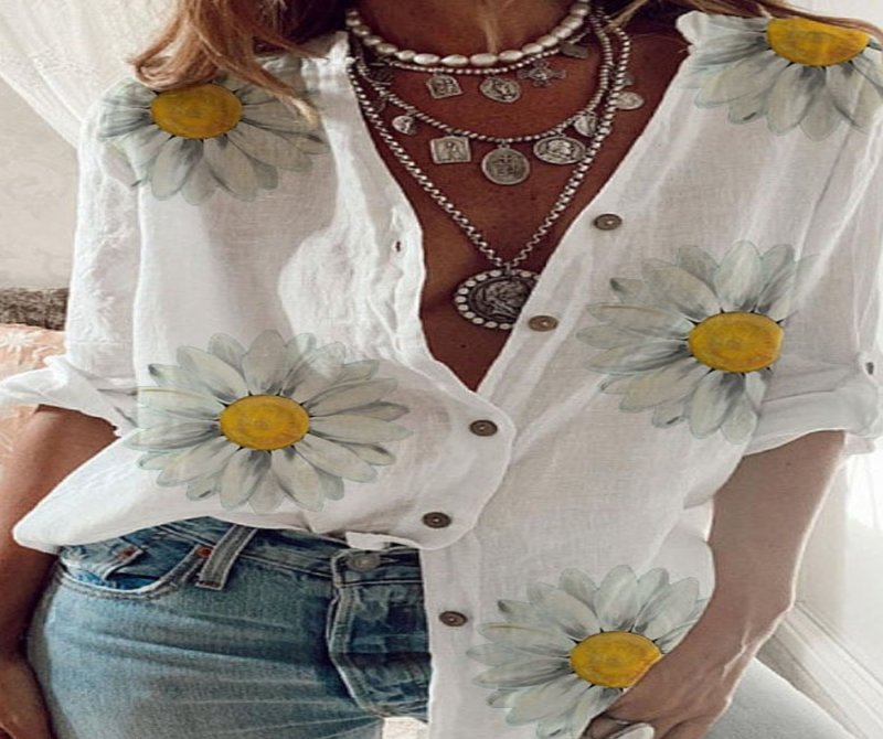 Floral Print Casual Long Sleeve Blouse