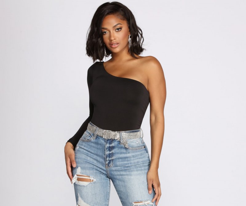 TableClothsUs Chic Vibes One Shoulder Bodysuit