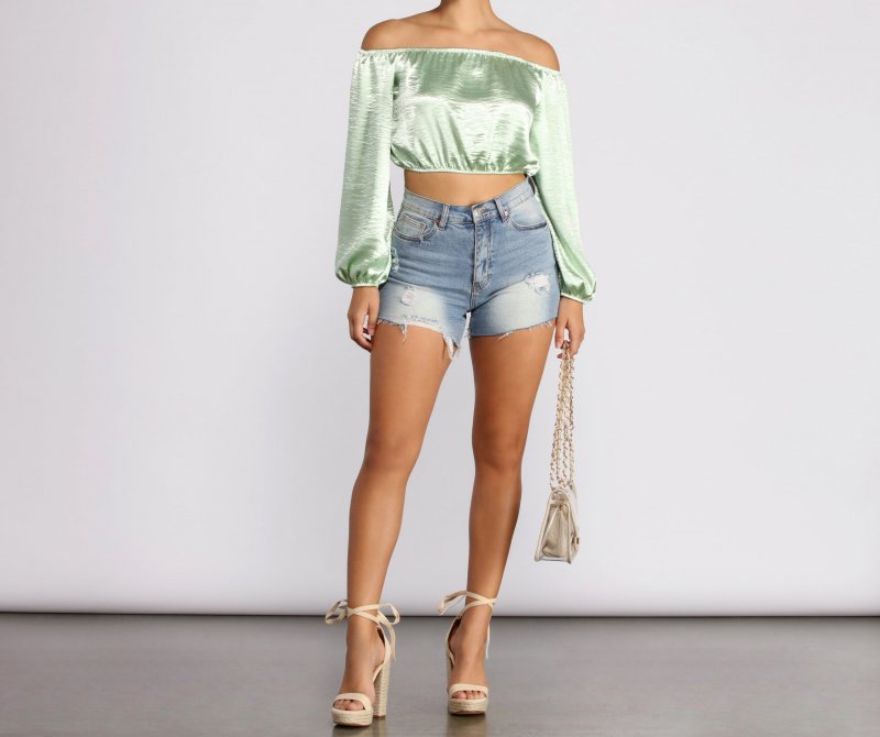 TableClothsUs Stunning Sophistication Satin Crop Top