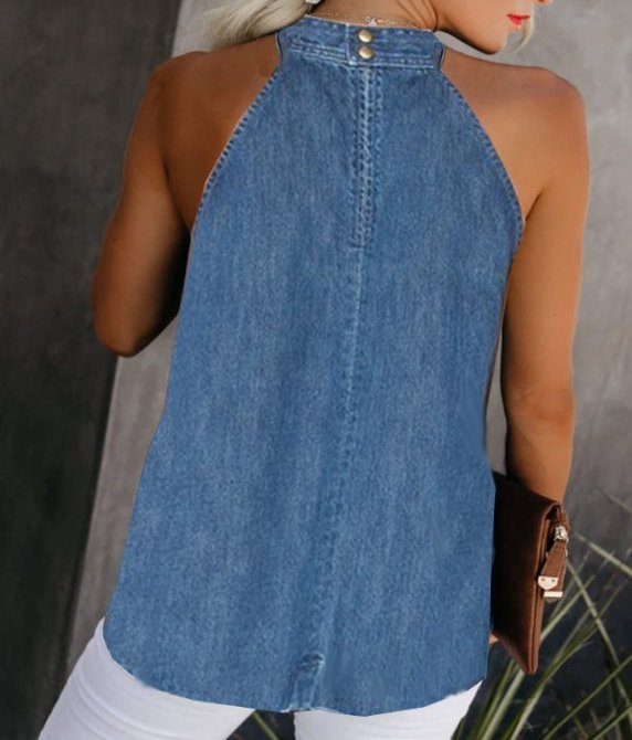 Casual Lace-Up Denim Vest