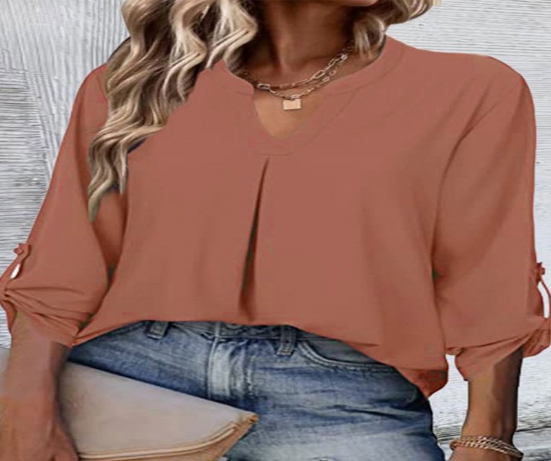 V-neck Chiffon Shirt Long-sleeved T-shirt