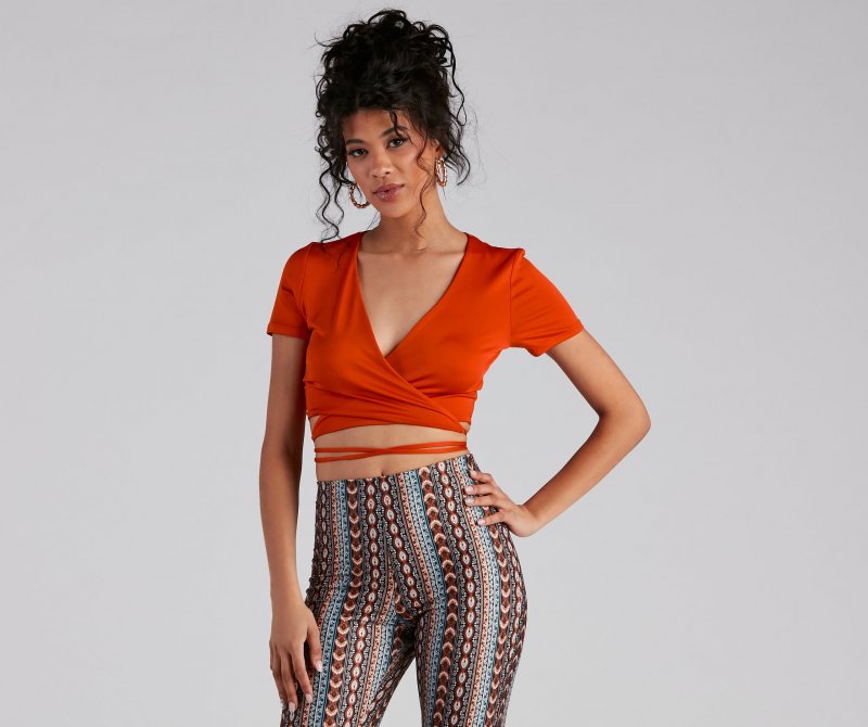 TableClothsUs Pretty Ties V-Neck Wrap Top