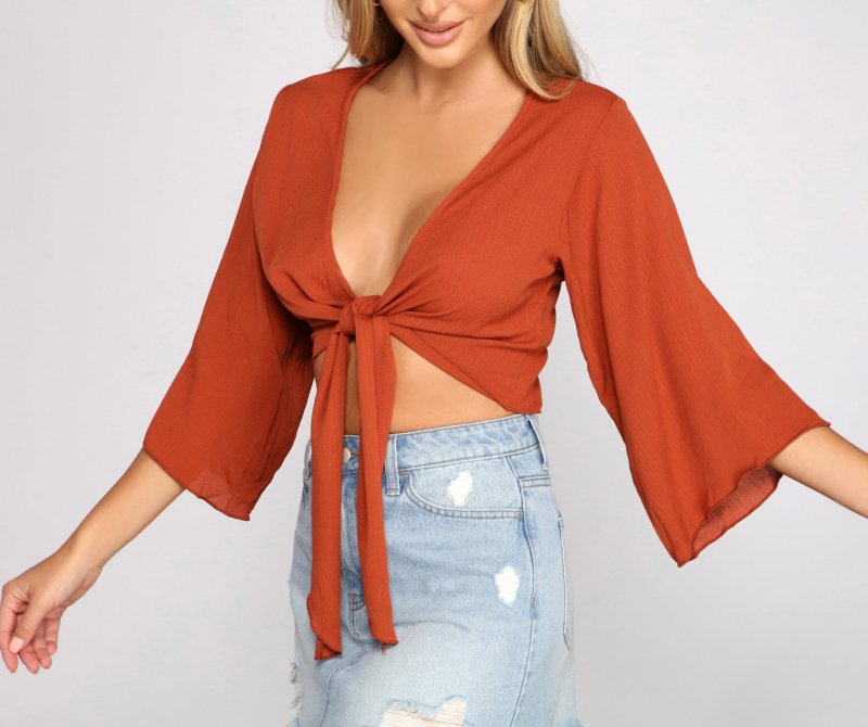 TableClothsUs Boho Daze Tie Front Top