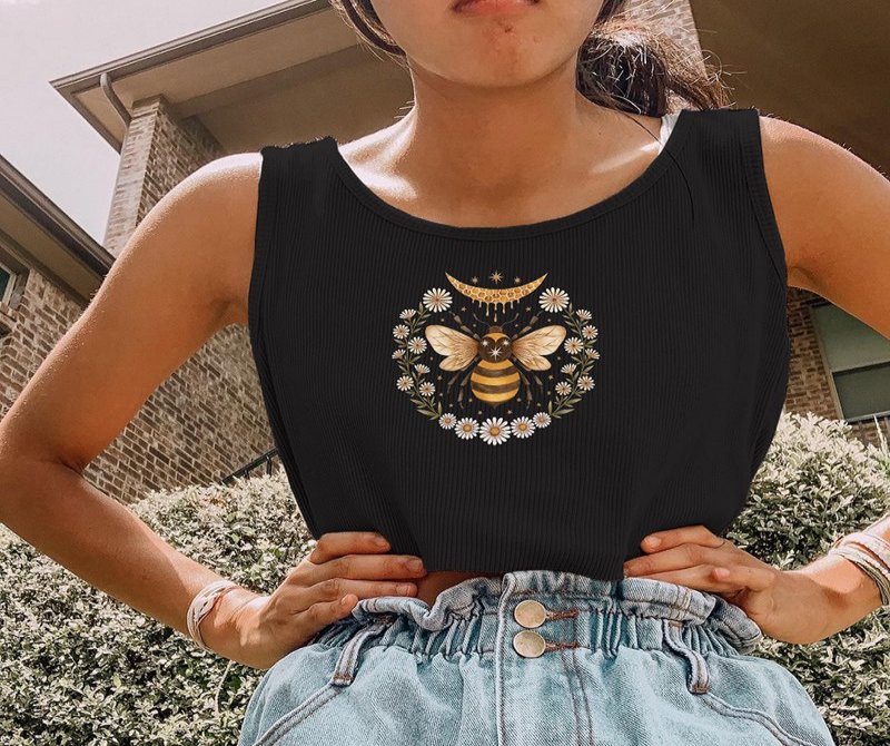 Vintage Bee Flower Print Vest