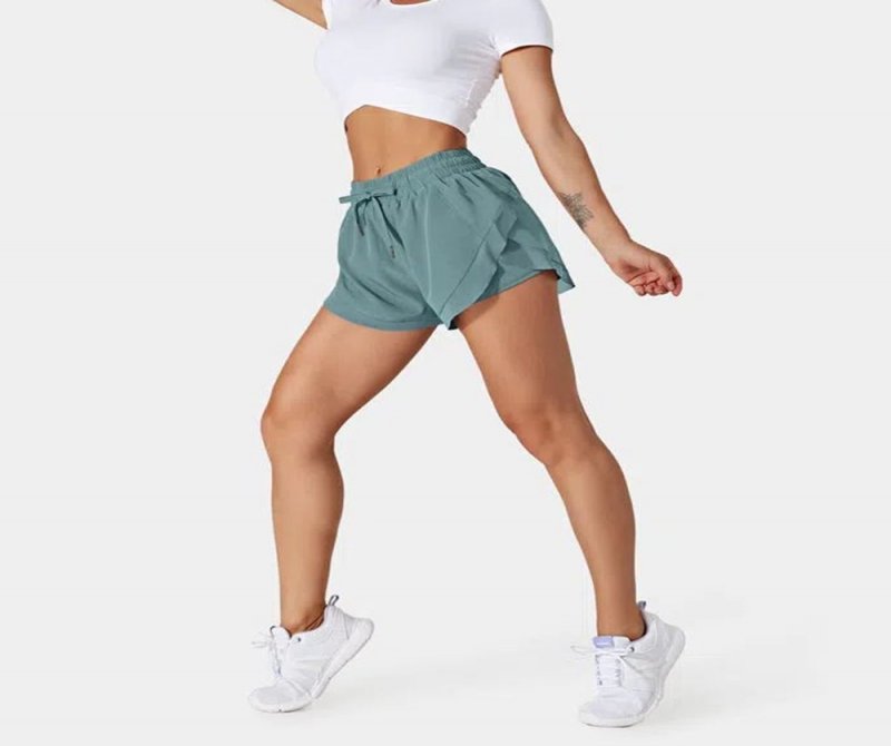 Drawstring Contrasting Color Flowy Mesh 2-in-1 Shorts