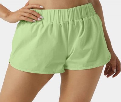 High Waisted Dolphin Hem Casual Shorts