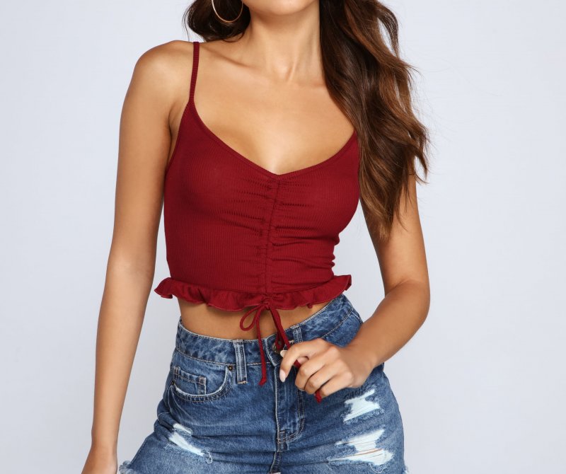 TableClothsUs All The Deets Ruffled Crop Top