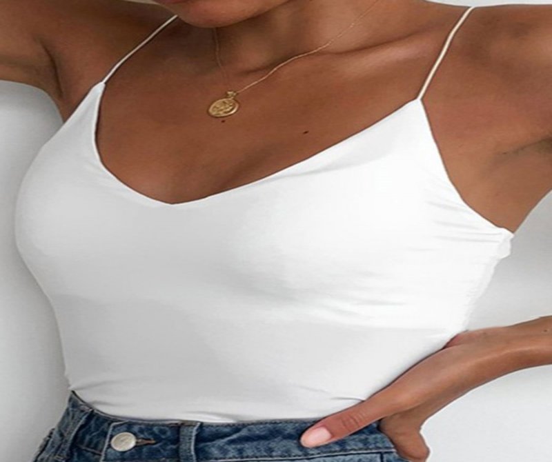 V-Neck Casual Loose Solid Color Vest T-Shirt