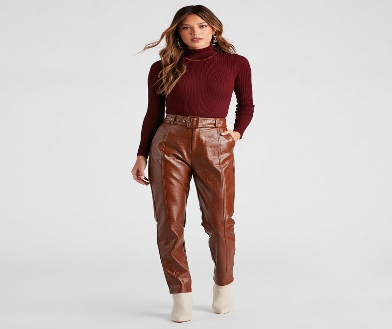 TableClothsUs Classic Ribbed Knit Turtleneck Bodysuit
