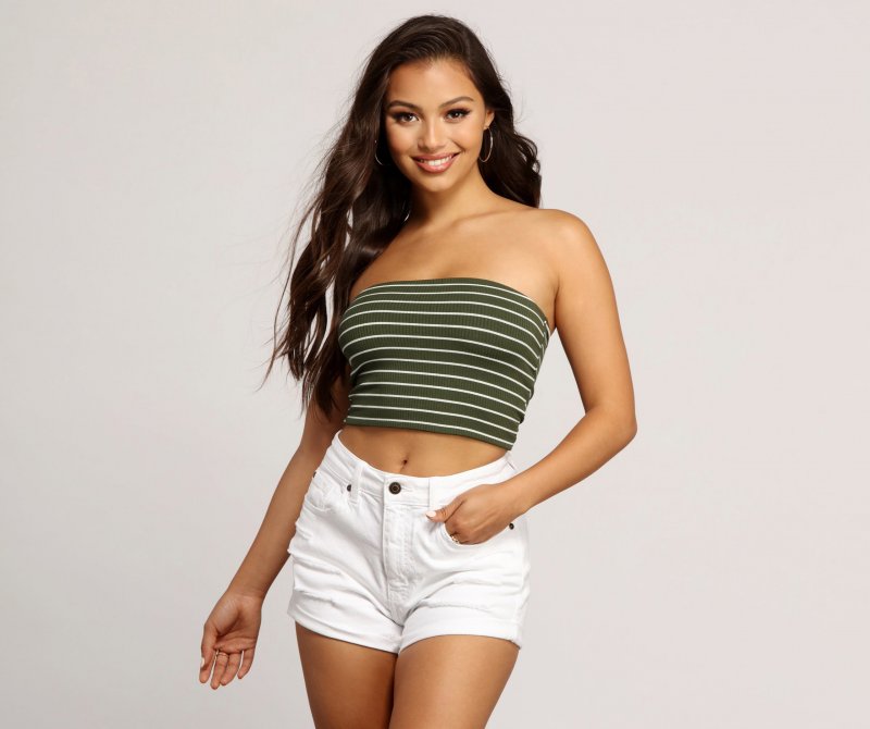 TableClothsUs Parallel Lines Striped Tube Top