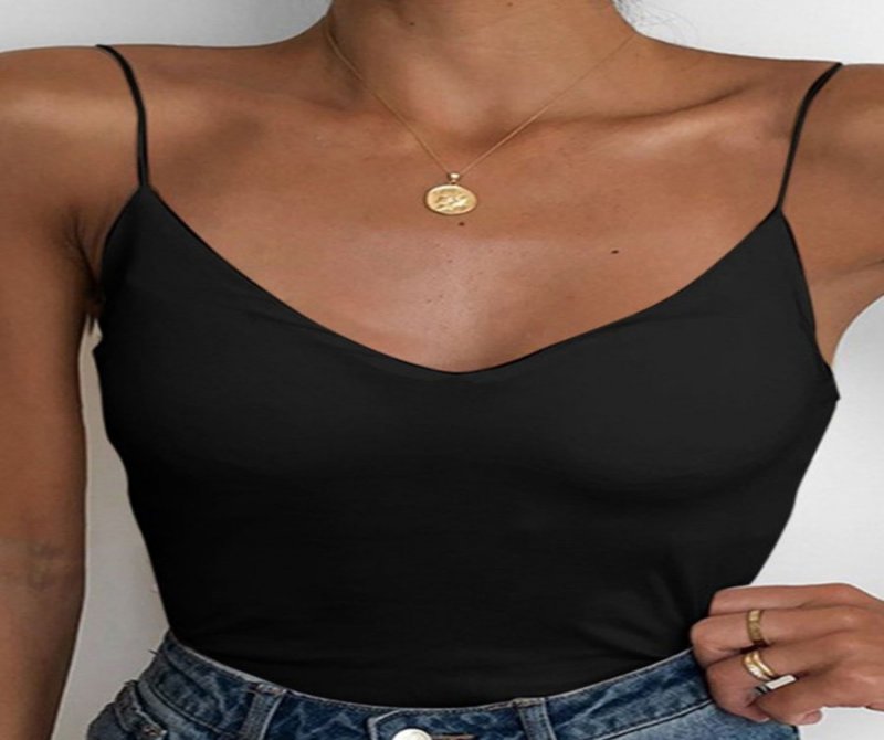 V-Neck Casual Loose Solid Color Vest T-Shirt