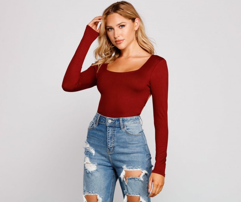 TableClothsUs Falling For Basics Open Back Bodysuit