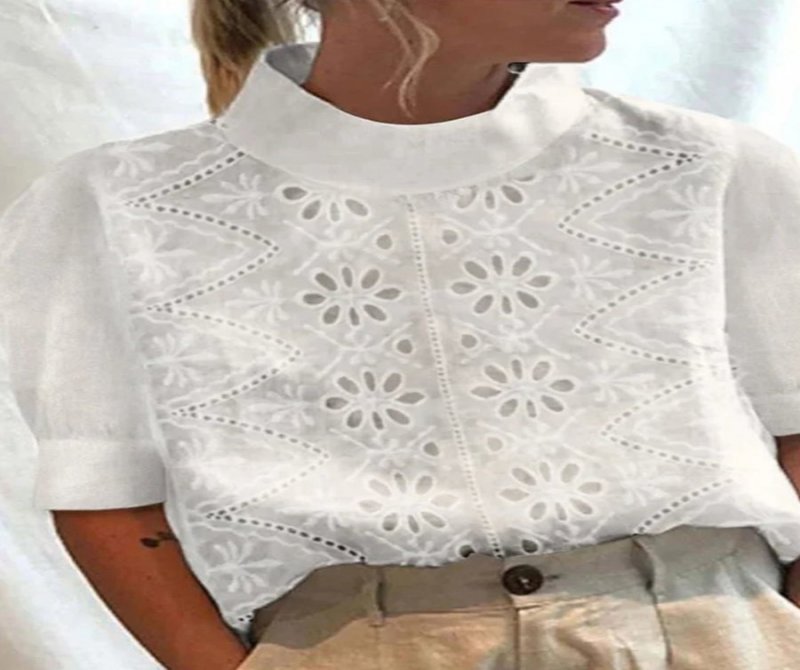 Women's Solid Color Half High Neck 3/4 Sleeve Blouses