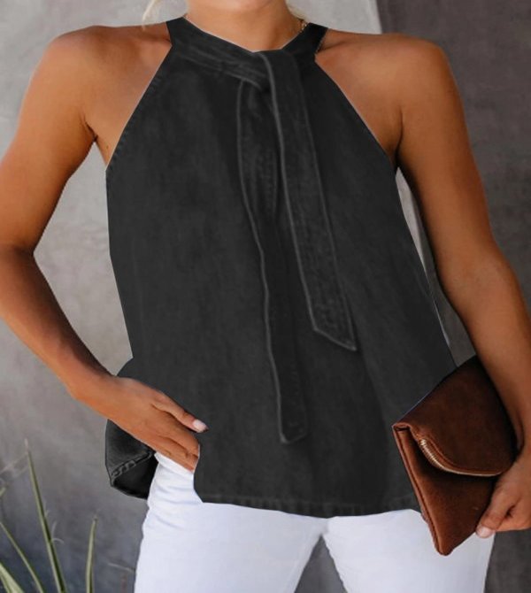 Casual Lace-Up Denim Vest