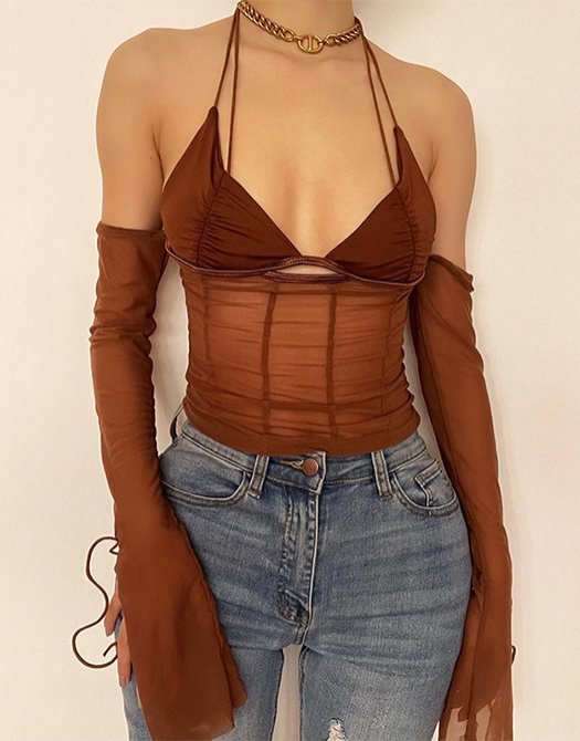 H?rneck Mesh Top