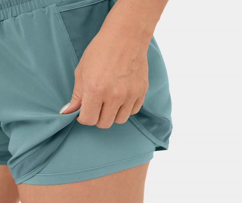 Breezeful? High-Waist Drawstring Side Mesh Pocket 2-in-1 Quick-Dry Running Shorts