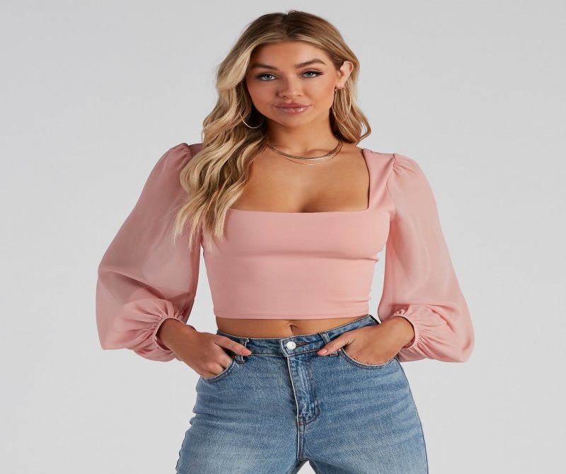 TableClothsUs Classy Chic Chiffon Crop Top