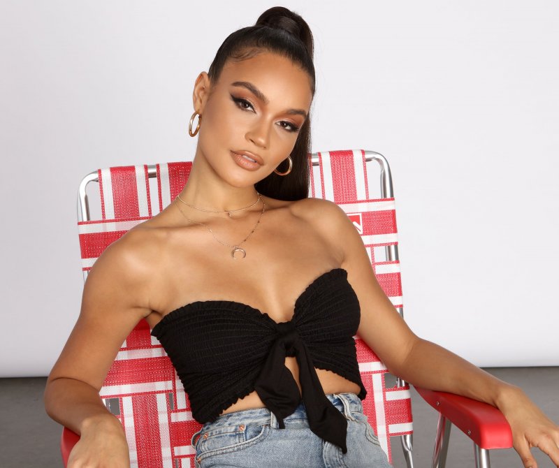 TableClothsUs Smocked Tie Front Tube Top