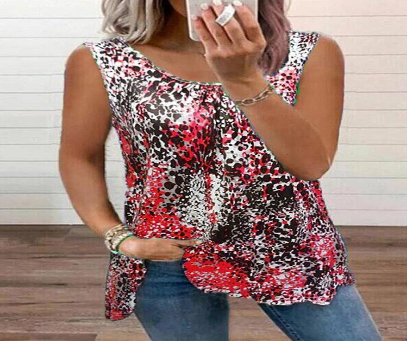 Fashion V-neck Leopard Print Casual Tank Top