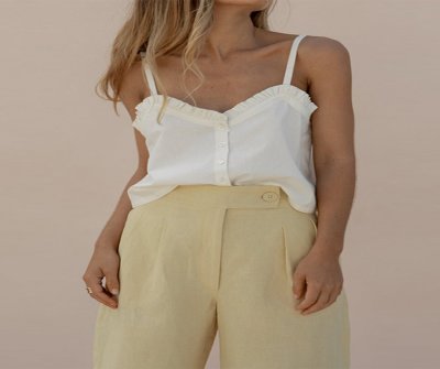 Solid Color V Neck Buttons Camisloe
