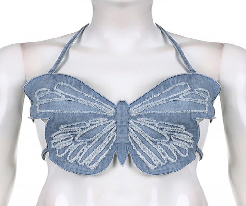 The Supermade Hot Girl Sexy Butterfly Denim Undershirt