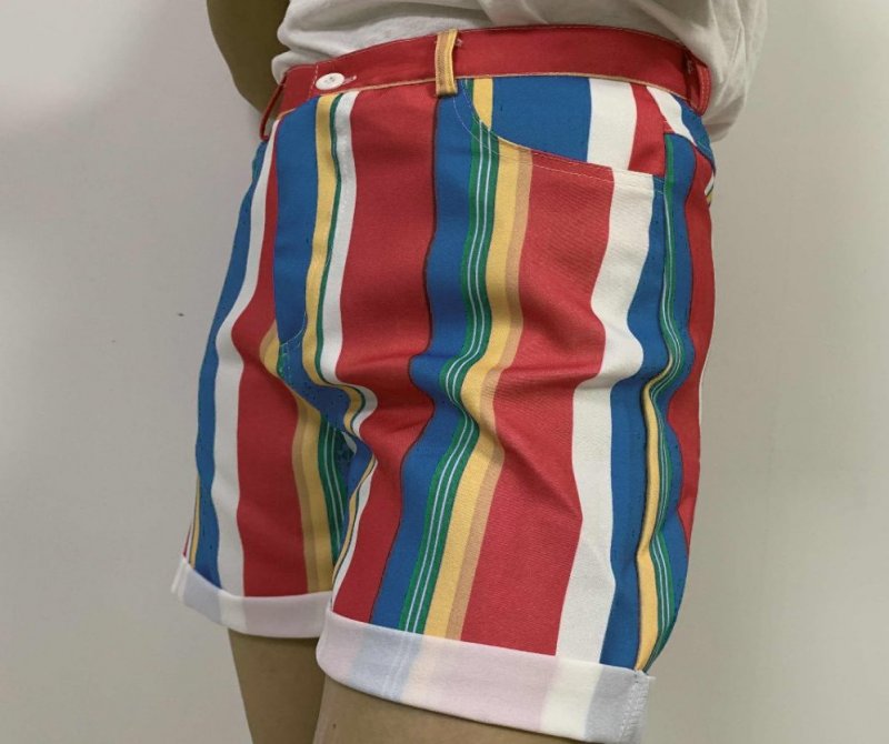 Fashion-loose, Slim, Colorful, Striped Casual Shorts