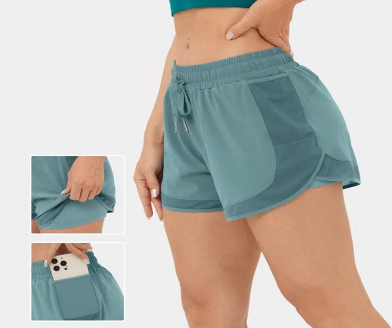 Breezeful? High-Waist Drawstring Side Mesh Pocket 2-in-1 Quick-Dry Running Shorts