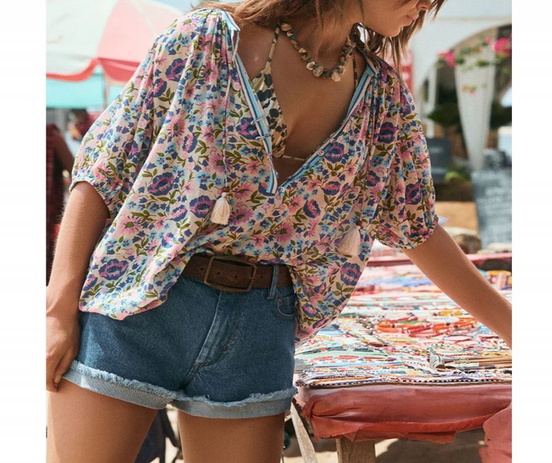 Women's Boho V-Neck Top