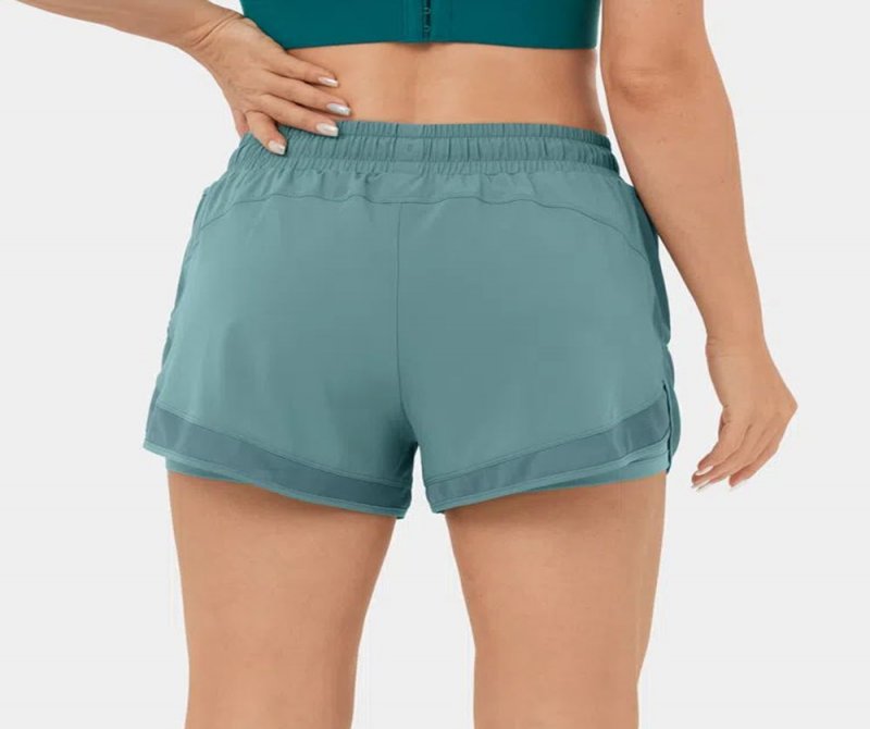 Breezeful? High-Waist Drawstring Side Mesh Pocket 2-in-1 Quick-Dry Running Shorts