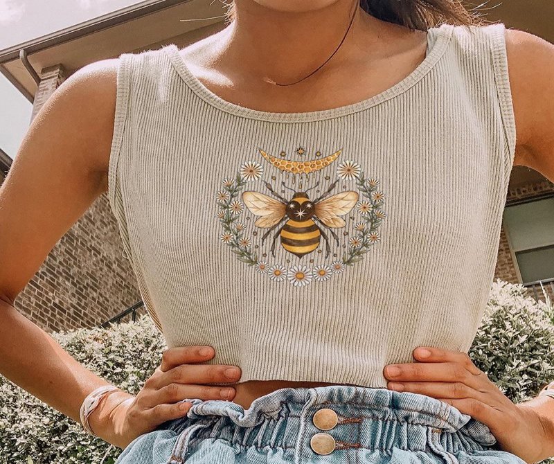 Vintage Bee Flower Print Vest