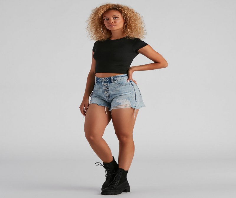 TableClothsUs Casual Must-Have Crew Neck Crop Top