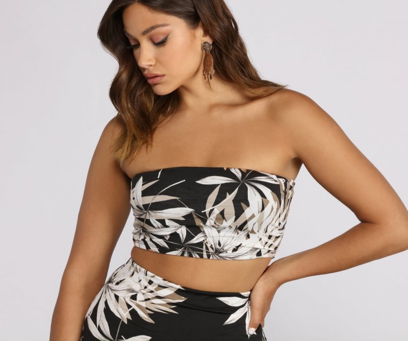TableClothsUs Tropical Palm Leaf Tube Top