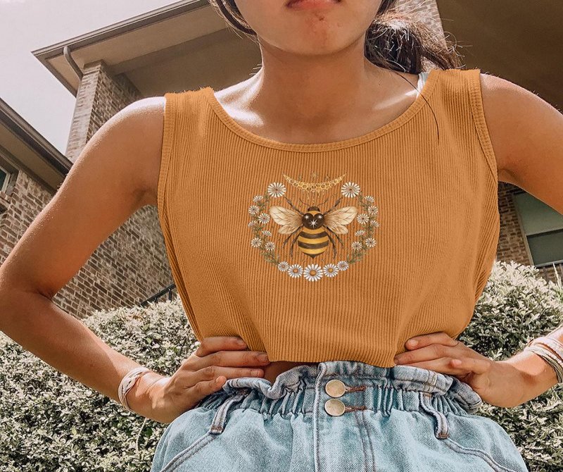 Vintage Bee Flower Print Vest