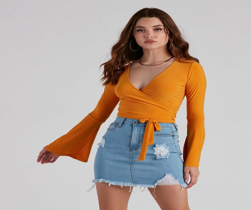 TableClothsUs Wrapped In Chic Bell Sleeve Top