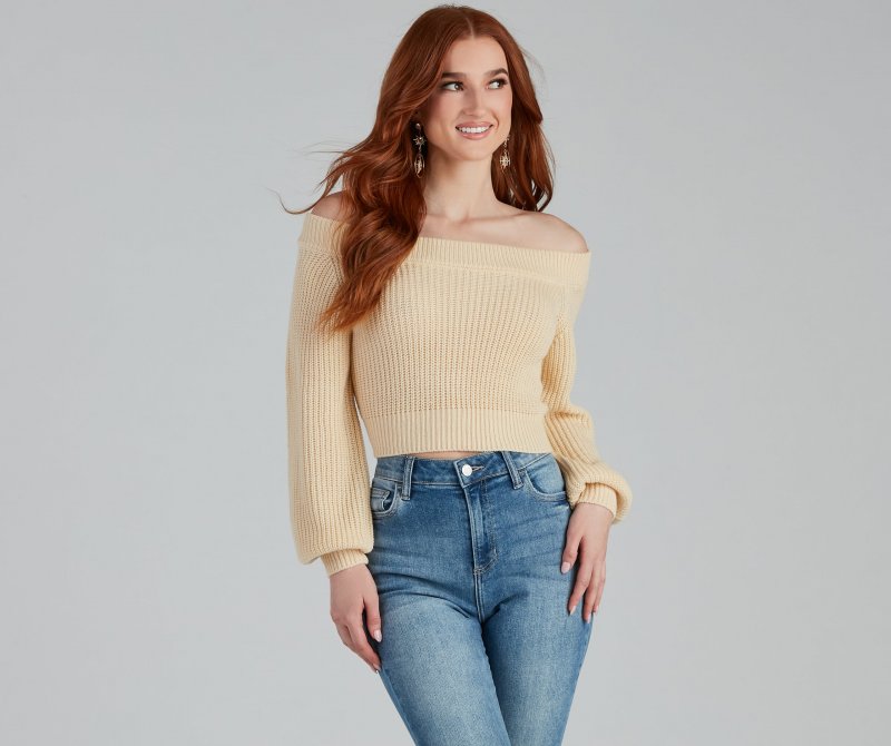 TableClothsUs Stay Cute Off-the-Shoulder Sweater