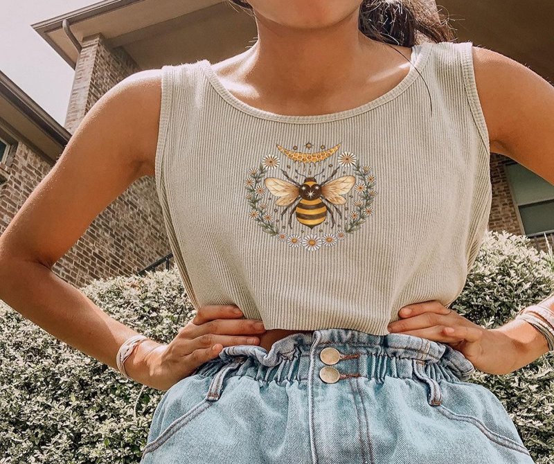 Vintage Bee Flower Print Vest