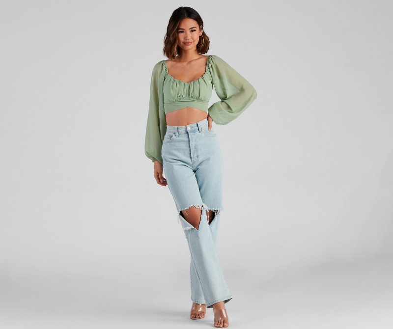 TableClothsUs Such A Daydream Chiffon Crop Top
