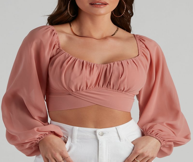 TableClothsUs Such A Daydream Chiffon Crop Top